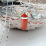 Sterling Silver Carnelian Crystal Double Terminated Pendant