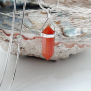 Sterling Silver Carnelian Crystal Double Terminated Pendant