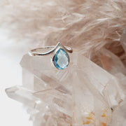 Sterling Silver Blue Topaz Crystal Ring