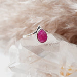 Sterling Silver Ruby Crystal Ring