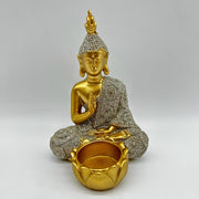 Sparkling Gold Buddha Statue with Candle Holder